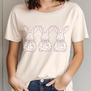 Coquette Bunny Shirt Easter Bunny Shirt Women Cute Bow Rabbit Tee